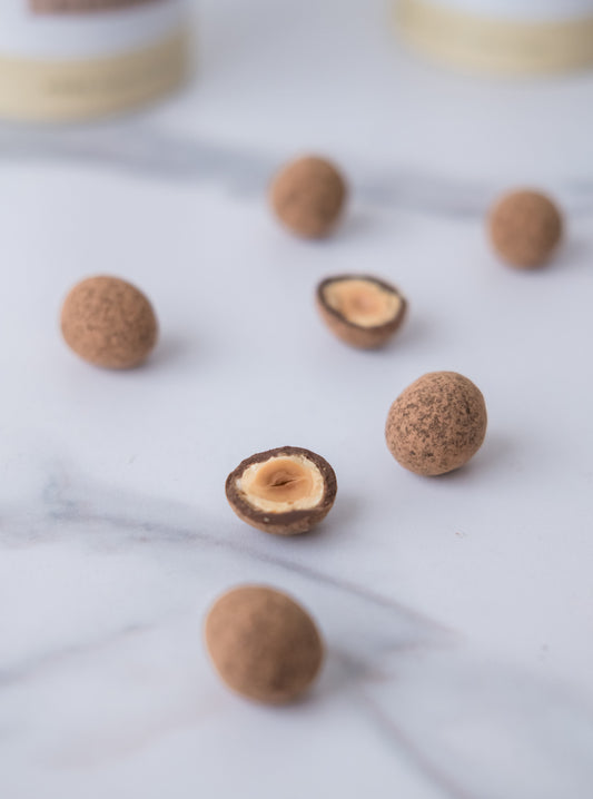 JASMINE TEA MILK CHOCOLATE-COVERED HAZELNUTS