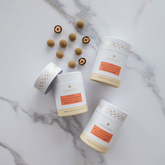 HOJICHA MILK CHOCOLATE-COVERED CARAMELIZED HAZELNUTS